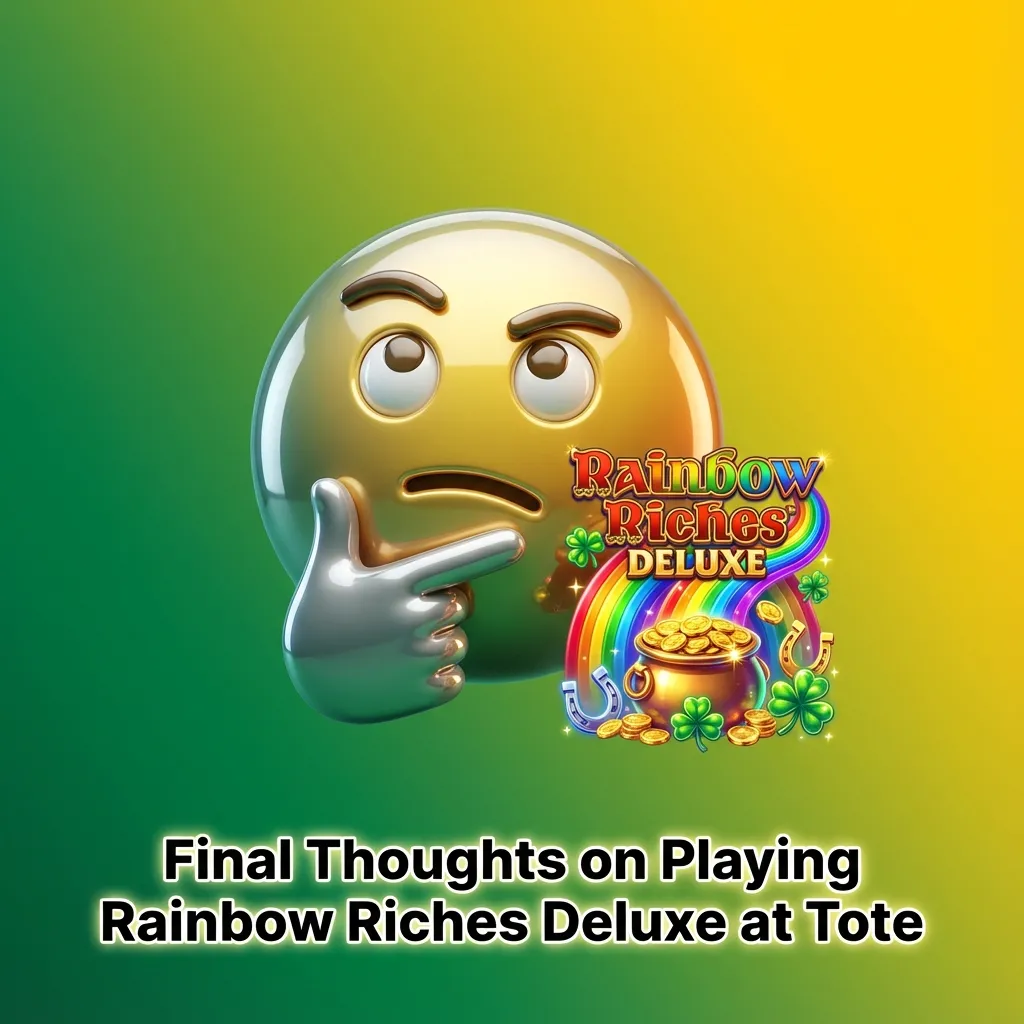 Rainbow Riches Deluxe slot game on Tote website displayed on a mobile and laptop, highlighting secure online betting
