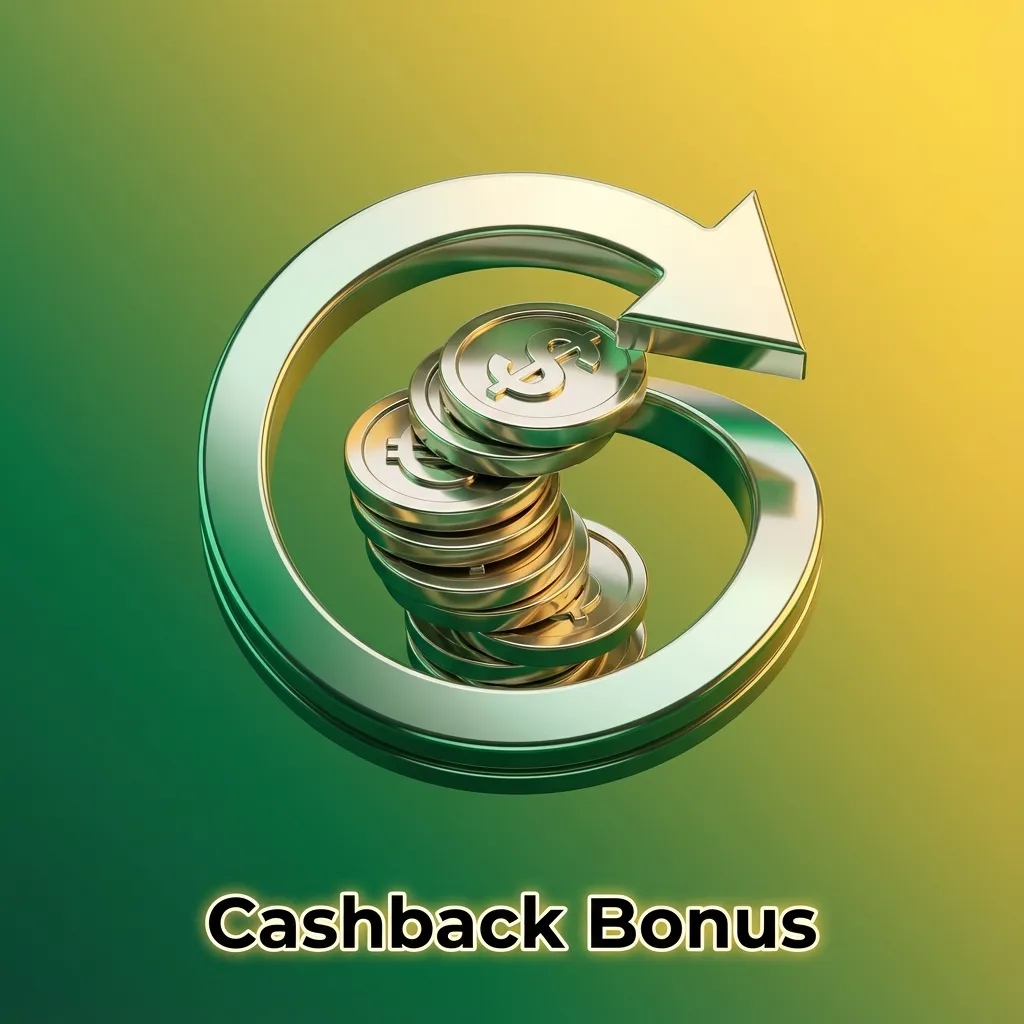 Cashback bonus promo text explaining players earn a percentage of net losses back on Rainbow Riches Deluxe over time