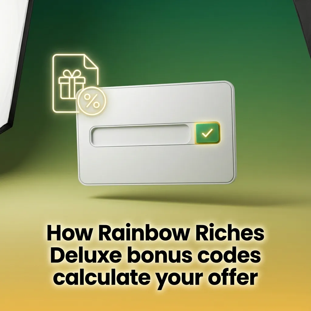 Infographic explaining how Rainbow Riches Deluxe bonus codes convert deposits into percentage cash bonuses and free spins