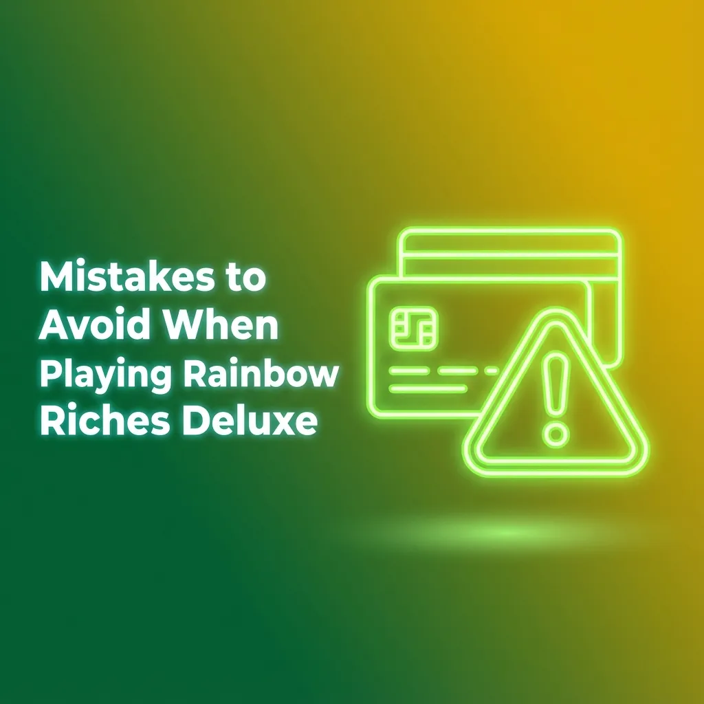 Infographic titled “Mistakes to Avoid in Rainbow Riches Deluxe” listing common betting errors and tips for responsible play