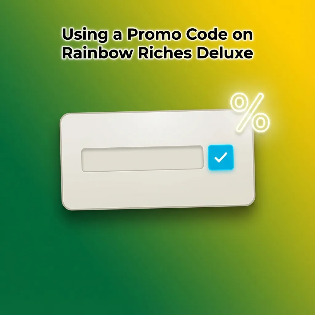 Player entering a Rainbow Riches Deluxe promo code on a casino website’s cashier screen before making a deposit