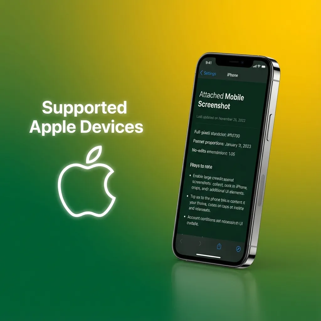 Supported Apple devices list for Rainbow Riches Deluxe Tote, including iPhone 11–15, SE, and various iPad models