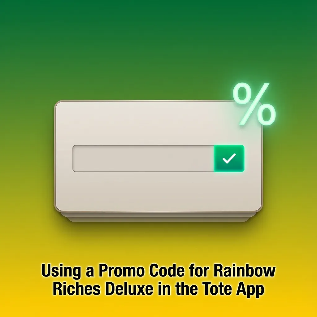 Tote app screen showing “RAINBOWDELUXE” promo code entered for a Rainbow Riches Deluxe betting promotion