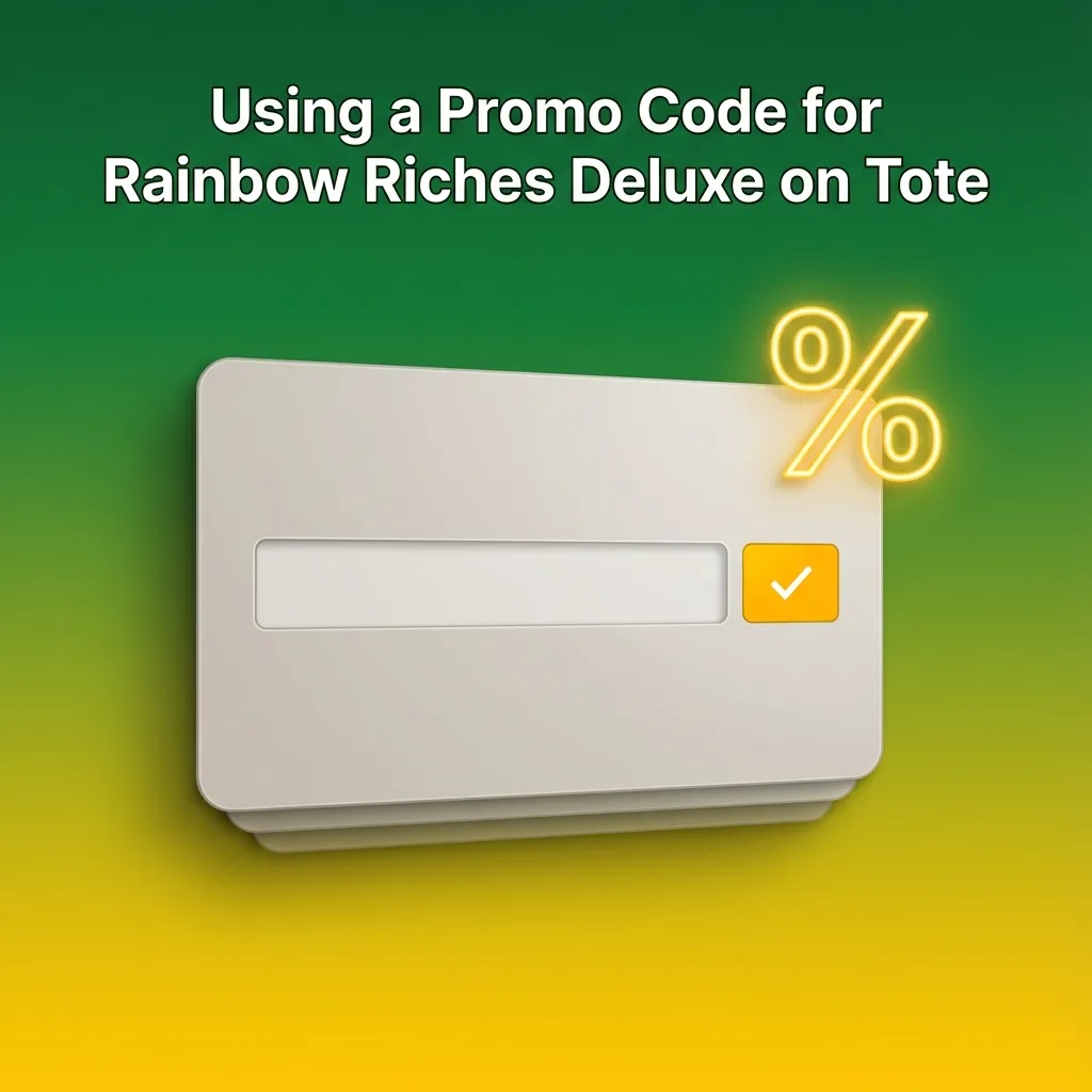 User entering promo code “RAINBOW” on Tote’s Rainbow Riches Deluxe registration and promotions screens